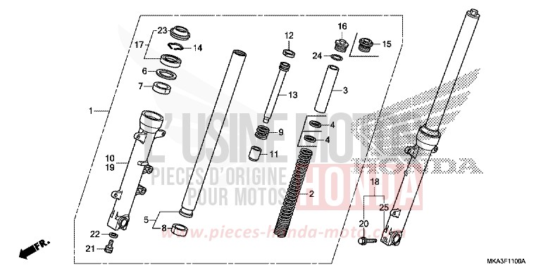 GABEL, VORNE von NC750X "Meca" MAT PEARL GLARE WHITE (NHB54) von 2018